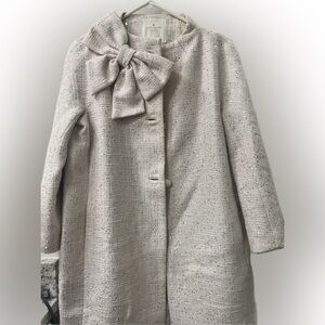 Kate Spade Cream Pea Coat with Bow